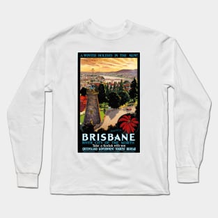 Vintage Travel Poster Brisbane Australia Long Sleeve T-Shirt